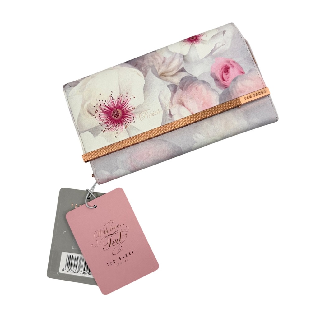 Ted Baker Jewellery Roll Womens OS Grey Floral Print Travel Organizer Case NWT